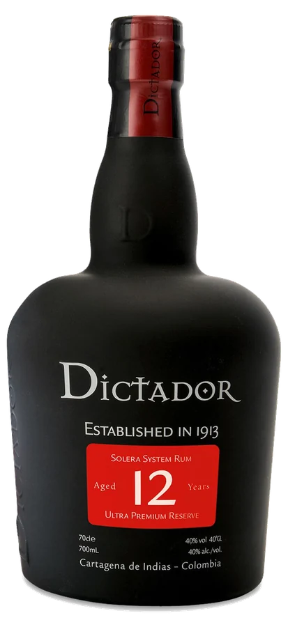 Dictador 12 year Solera System rum bottle