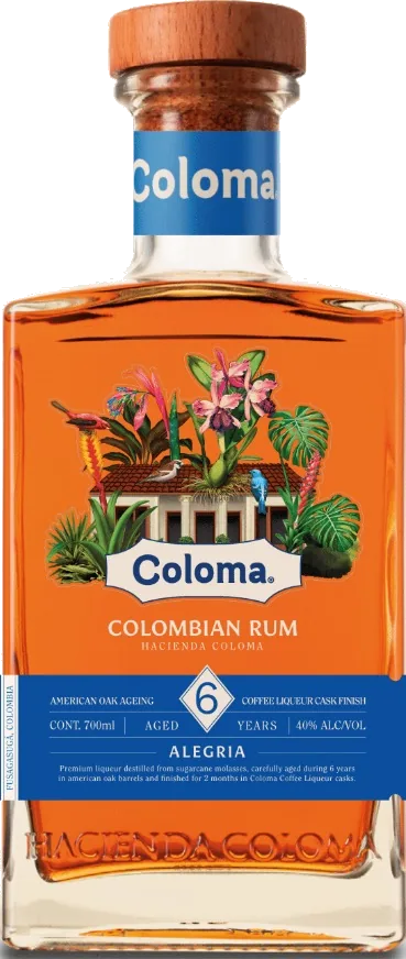 Coloma Alegria Colombian rum bottle